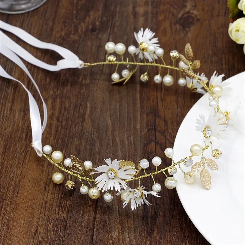 Pearl Hair Jewelry Handmade Crystal Wedding Tiara Hairband Headpiece Bridal Hair Accessories
