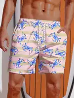 2024 3D Printed Hawaiian Vacation Style Printing Shorts Men's Casual Board Shorts Swim Trunks Drawstring Breathable Short Summer 1