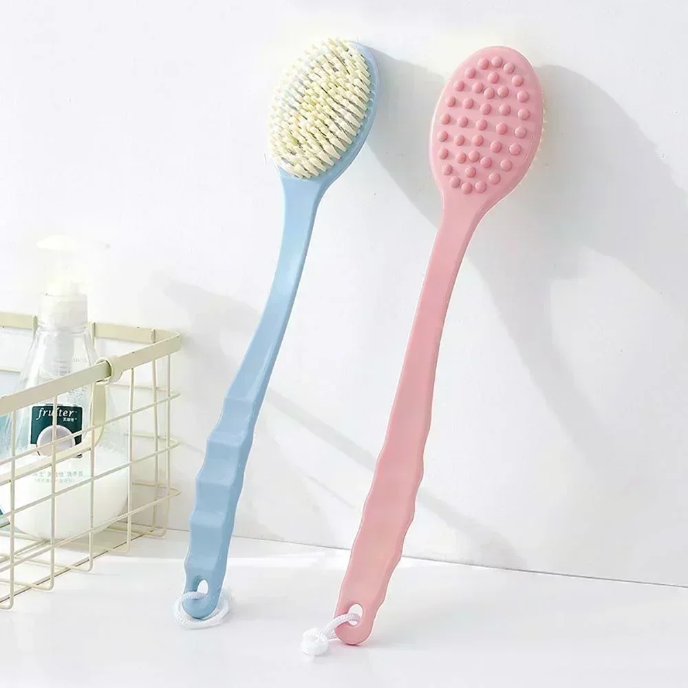 Exfoliating Bath Brush Silicone Back Scrubber with Detachable Handle Suction Cup Waterproof Bathroom Products