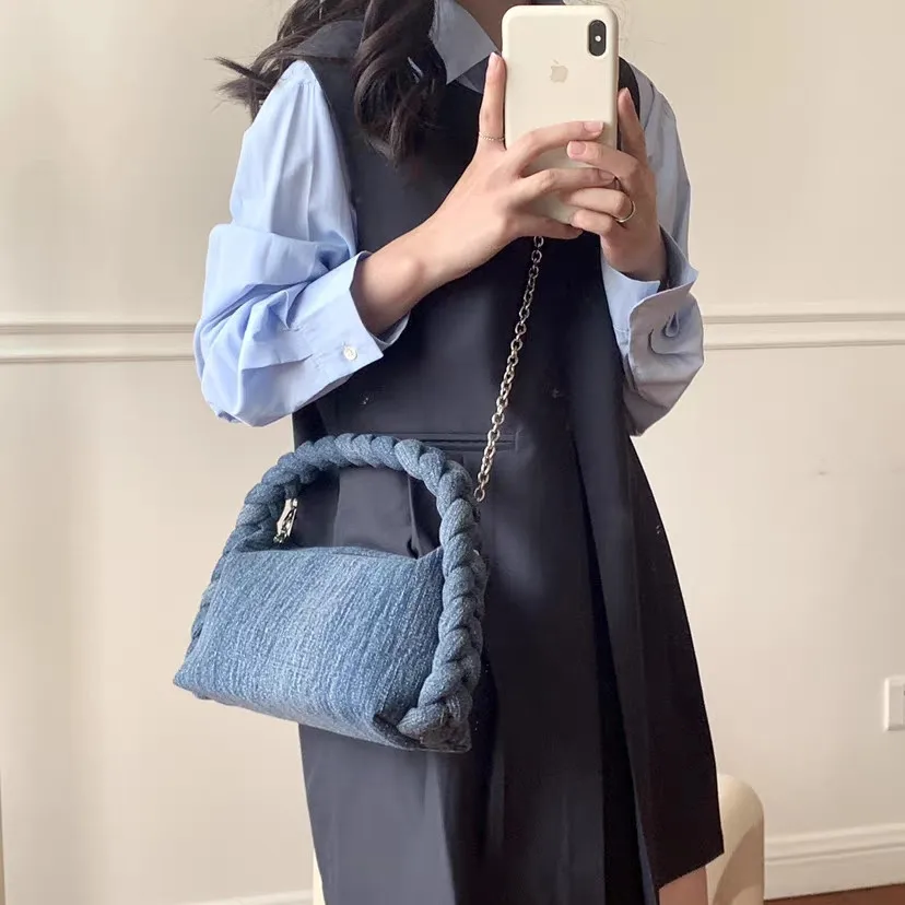 JIAERDI Vintage Denim Handle Messenger Bag Purse Women 2025 New Chain Casual Crossbody Bags Wallet Ladies Retro Dumpling Bag Y2k