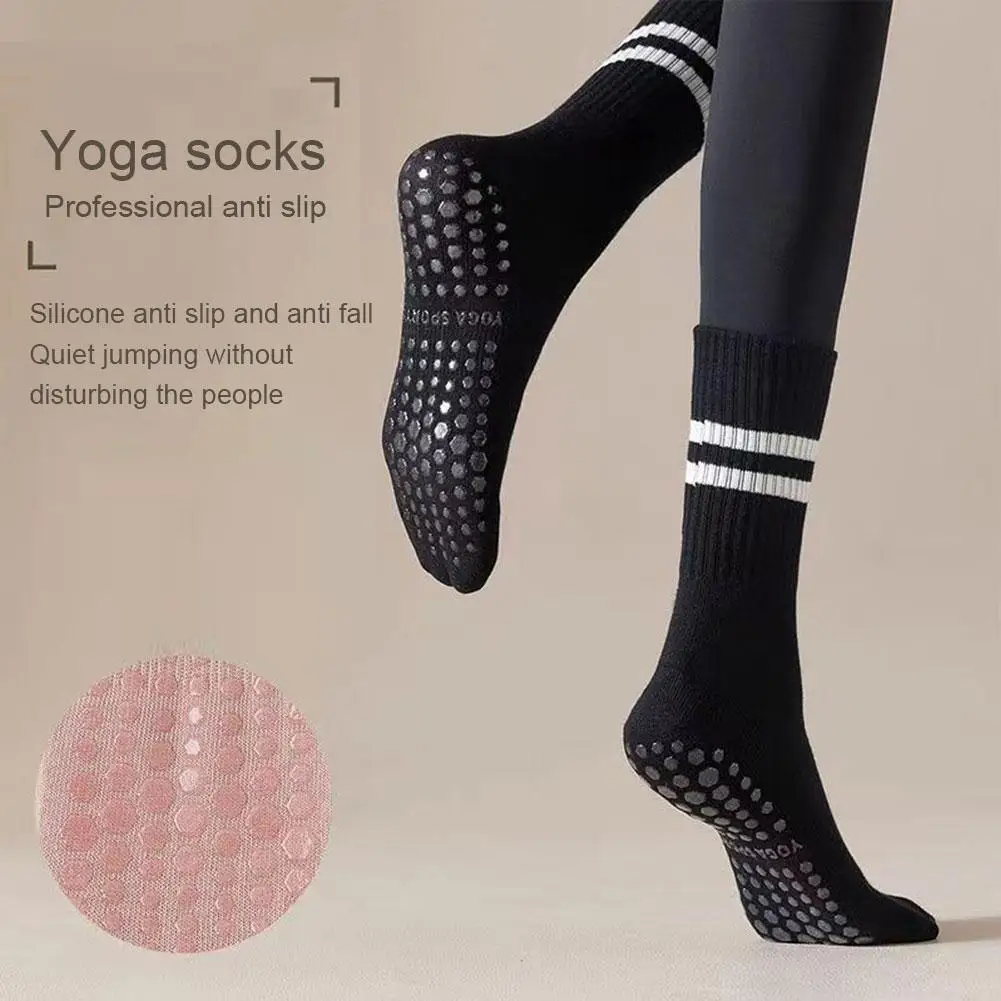 Chaussettes de sport en coton à tube moyen, 8 couleurs, en silicone, non ald, pour l'intérieur, le fitness, la gymnastique, la danse, le pilates, le yoga, l'astronomie professionnelle
