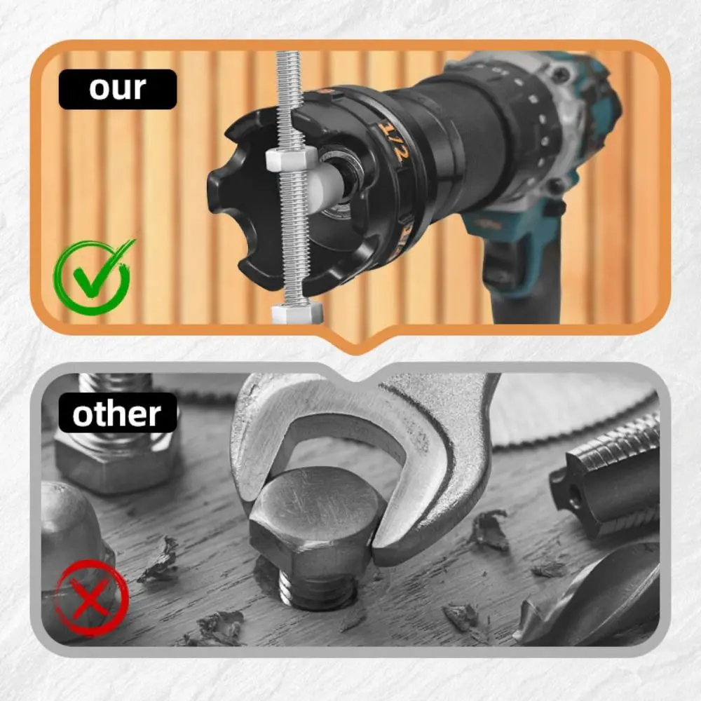 High-Hardness Nut Drill Bit Socket Wrench 1/2 1/4 3/8 Rapid Change Mechanism Nut Zipper Drill Attachment anti slip