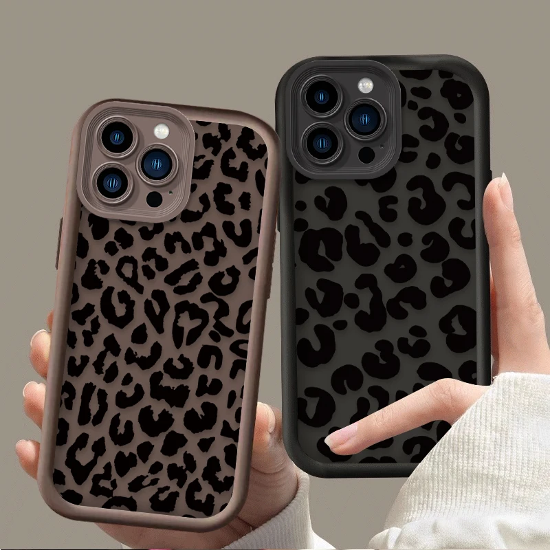 Black Leopard Print Pattern Silicone Phone Case Cover