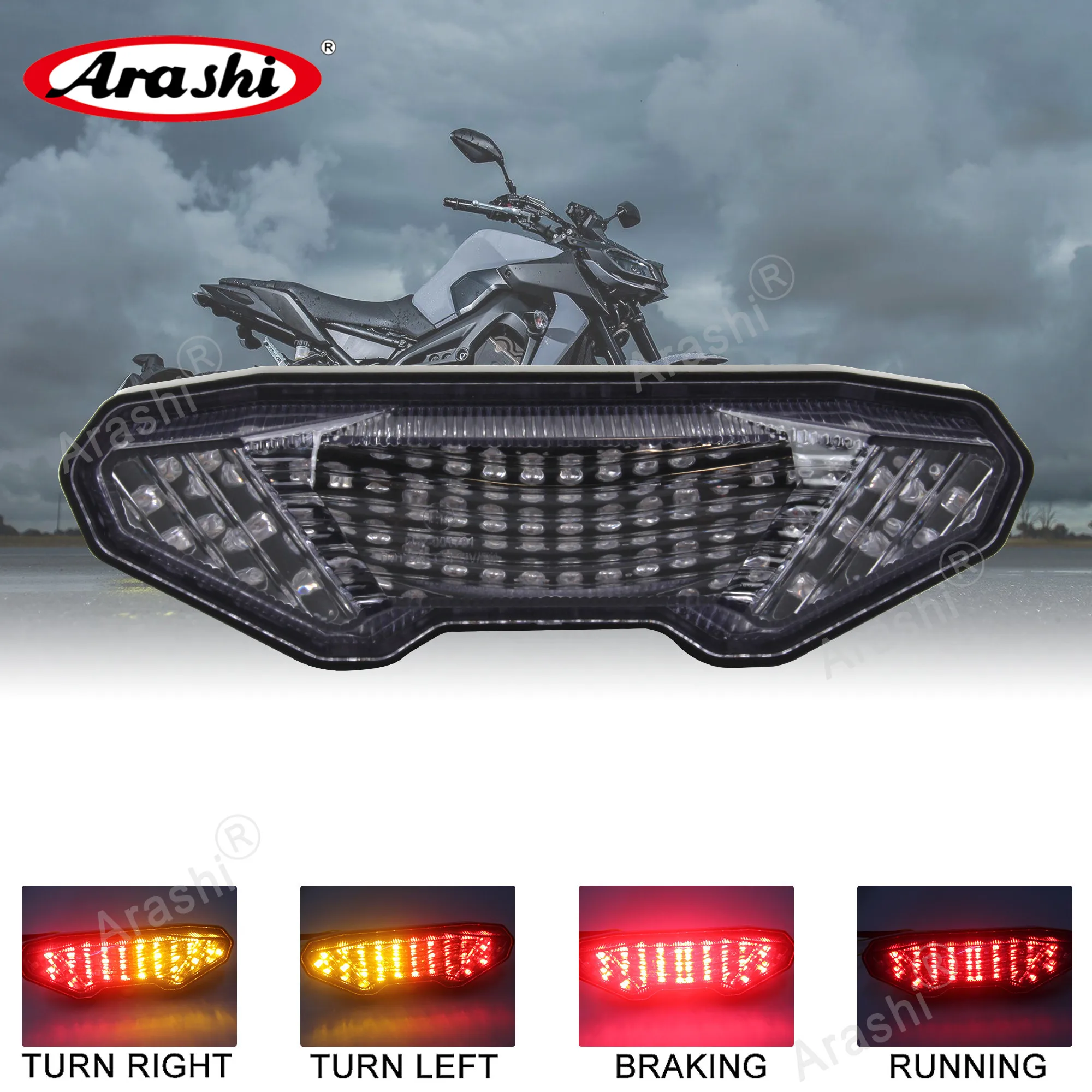 

Задний светодиодный фонарь Arashi для YAMAHA FZ09 FZ-09 MT09 MT-09 FZ MT 09 2014, Тормозные Сигналы поворота, Встроенный задний фонарь