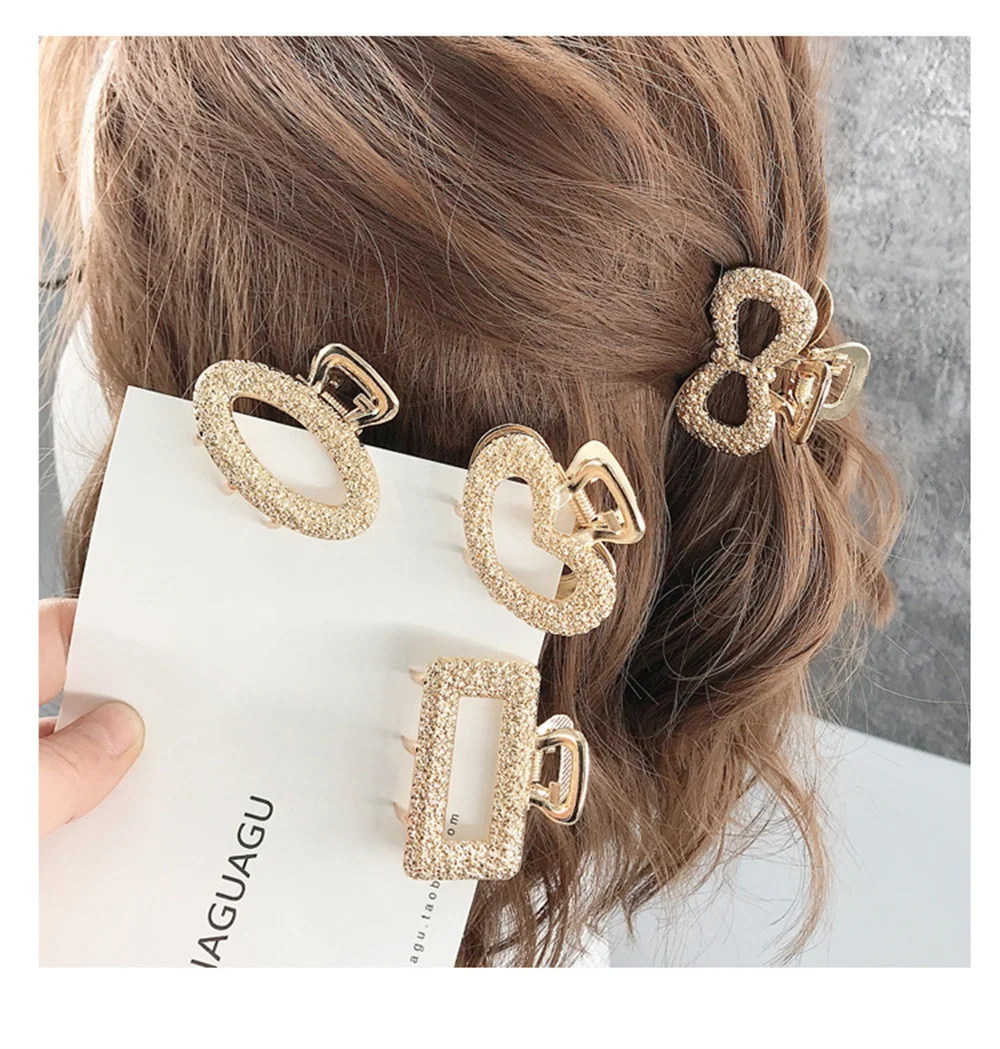 Mode Legierung Haar Krallen für Frauen Mädchen Gold Mid-Size Haar Clip Klaue Kopfschmuck Haarnadeln Haarspangen Frauen Haar Zubehör – Detail 2