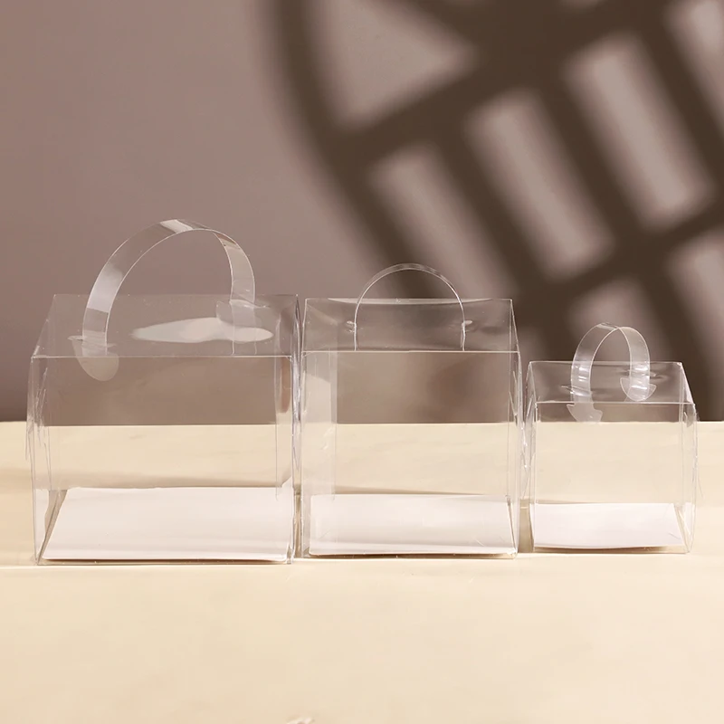 Transparent Cake Box Plastic Dessert and Cupcake Packaging Box with Handle, Portable Gi... - SKU PGWB1026 - UGI Packaging