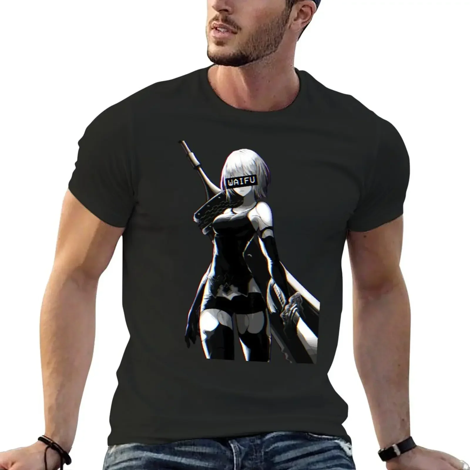 

2B Waifu Sticker T-Shirt aesthetic clothes vintage plus sizes men clothes