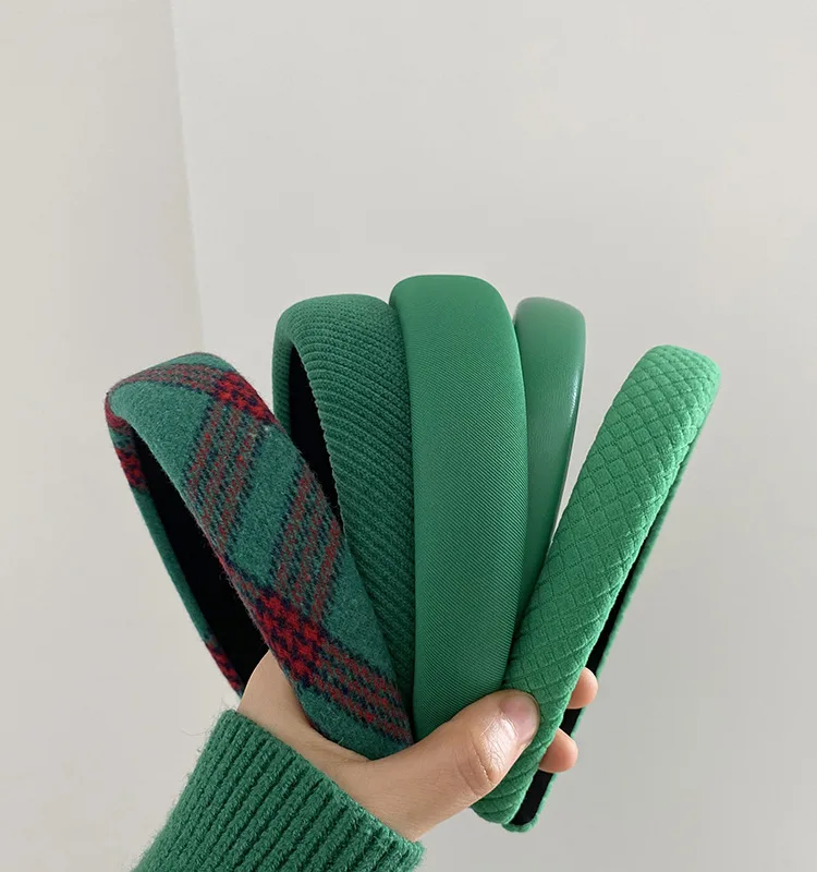 Klein Blue Headbands Forest Green Leather Twill Check Hairbands for Women Hair Accessories Girls Fashion Daily Headdress designer brand new high quality fashion college style twist check scarf for women winter warm knit patchwork bib shawl hot sale