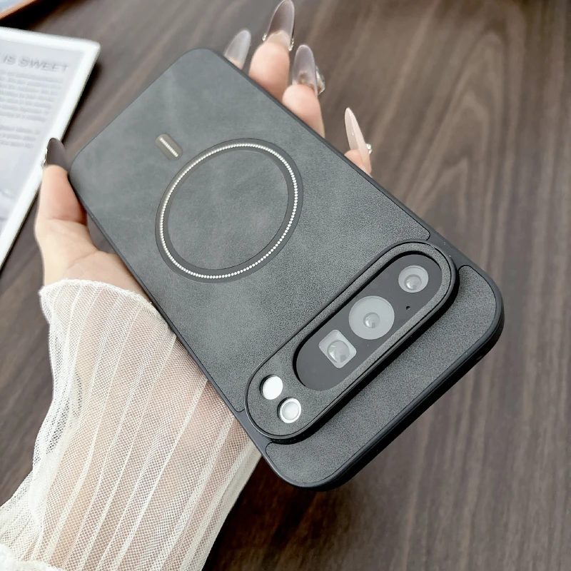 Luxury PU Leather Magnetic Wireless Charging Phone Case Back Cover
