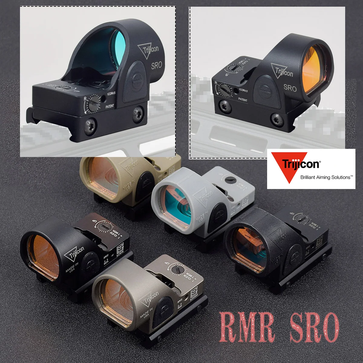 

Tactical Trijicon RMR SRO Red Dot Sight Scope Metal Nylon Material Glock 17 19 9x19mm Rifle Pistol 20mm Practice Shooting Scope