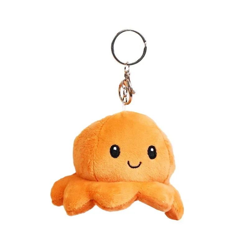 Keychain Fluffy Flip Double Face Animal Plush Toy Reversed Colorful Rabbit Octopus Cosplay Plushie Peluche Cuddly Boy Girl Gifts