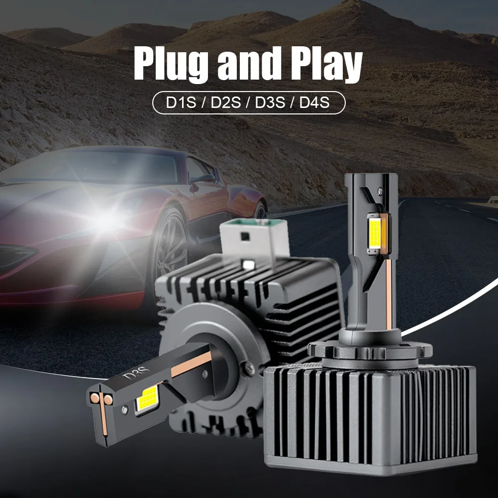 

Car LED Headlights D1S D2S D4S D3S Headlight Bulb 12500LM Double-Sided Photothermocouple Chip 6000K White 110W Waterproof