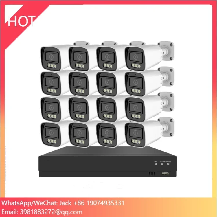 16채널 보안 카메라 시스템 양방향 오디오 16ch 가정용 4K IP PoE 카메라 풀 키트