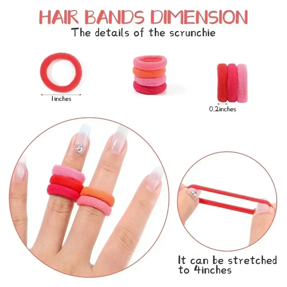 50Pcs/bag Colorful Basic Nylon Ealstic Hair Ties 6