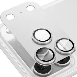 Premium Aluminum Alloy Tempered Glass Camera Lens Protector Cover - iPhone 17 Pro Max (Silver)