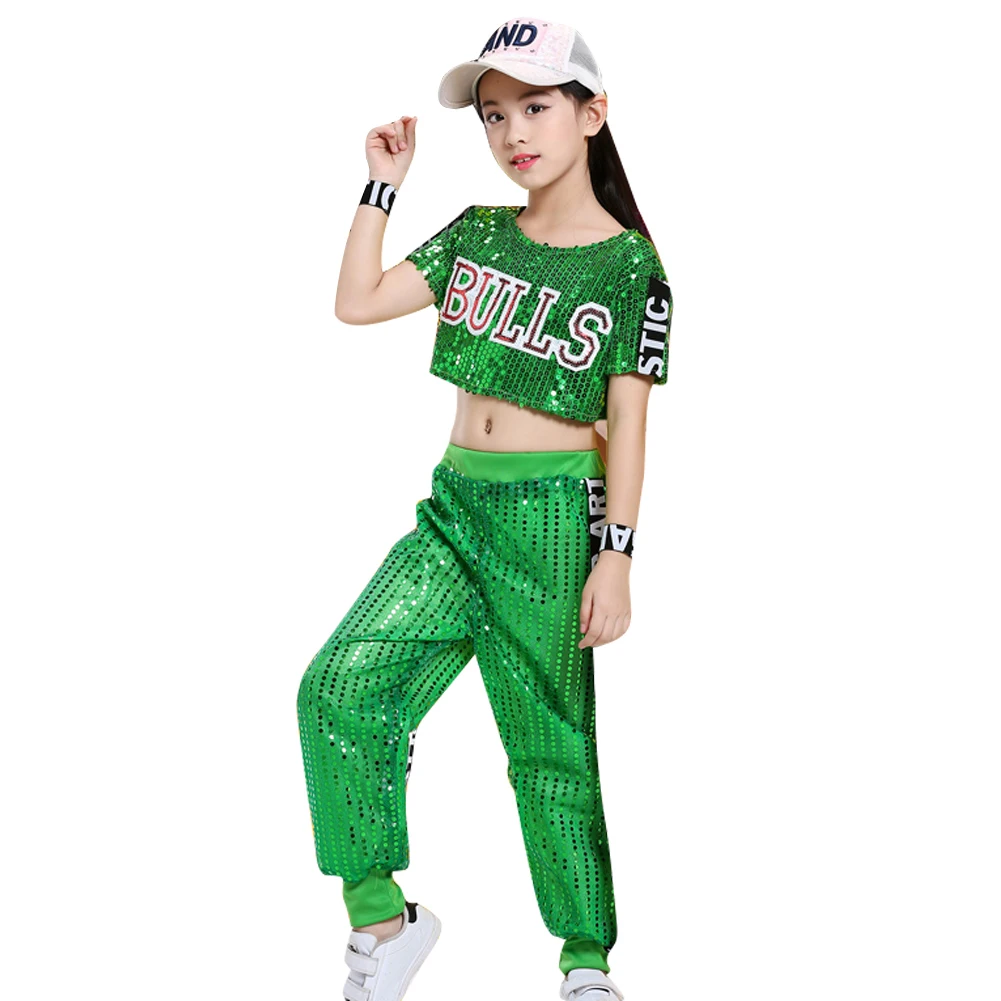Renvena Kids Girls Sequins Hip-Hop Jazz Latin Dance Unitard Ballet