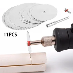 Saw Blade 11pcs Stainless Steel Mini Saw Blade With Mandrel Wood Metal Cutting Tool Disc Circular Saw Disc Woodworking Tool
