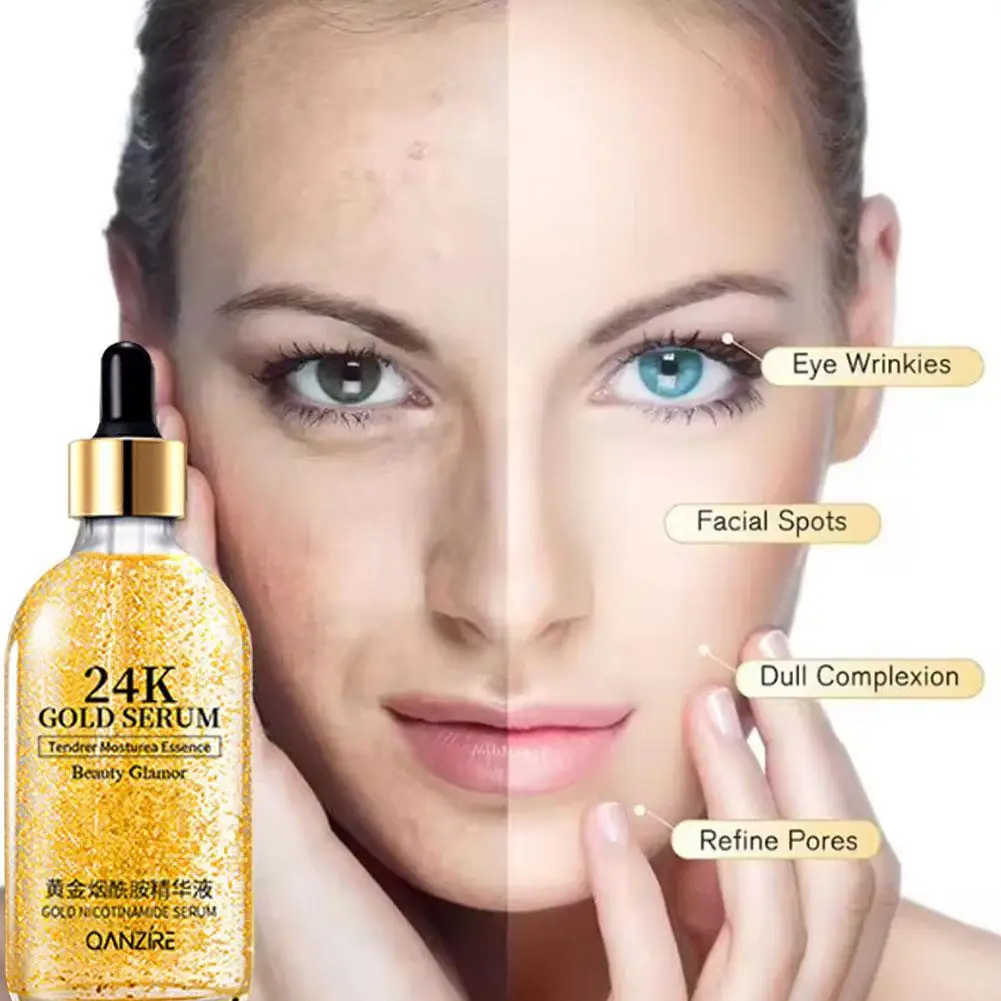 

24K Gold Face Serum Brightening Skin Tone Hyaluronic Anti Moisturizing Essence Whiten Serum Acid Wrinkle Skin Gold H7I4