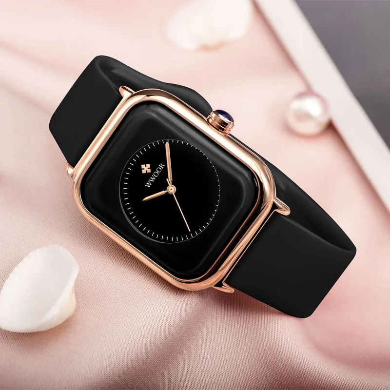 WWOOR Watch for Women Fashion Elegant Silicone Ladies Dress Waterproof Watches Luxury Brand Quartz Female Wristwatch Reloj Mujer