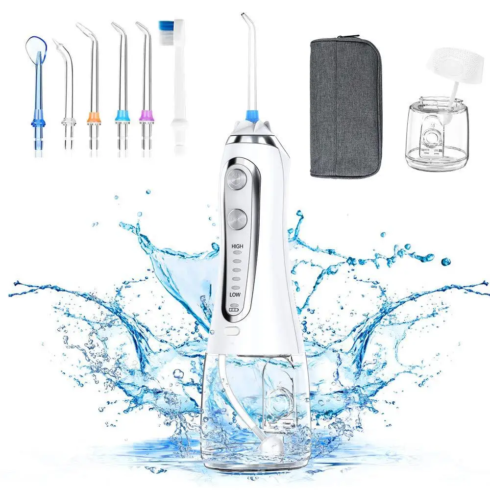 RONSIT 5 Modes Portable Oral Irrigator 300ml Dental Water Flosser Jet USB Rechargeable Teeth Cleaner Whitening Care 5Nozzles&Bag