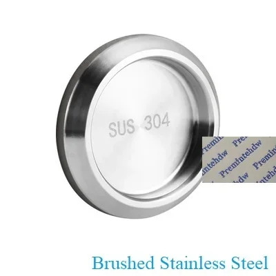 Stainless Steel Round Finger Pull For Sliding Glass Wooden Door Surface Stick Mount Rose Gold Matte Black White