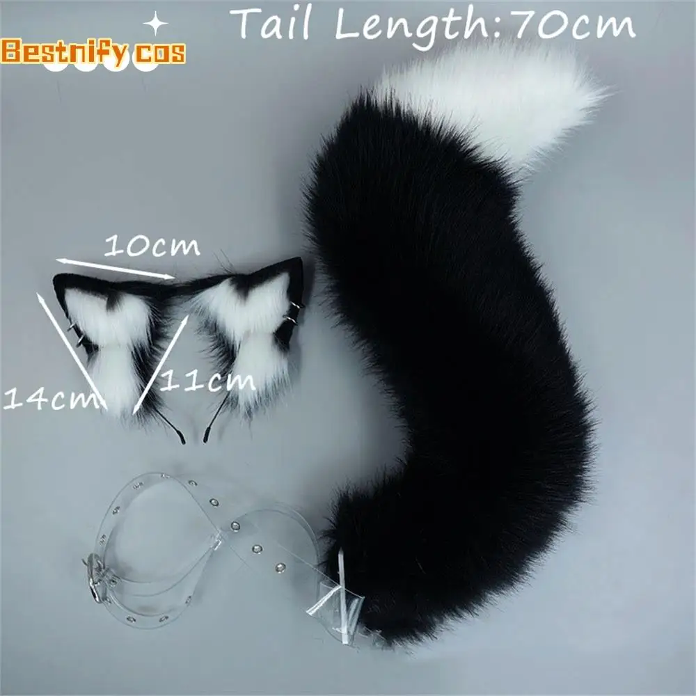 

Lolita Fox Ears Plush Kawaii Hair Hooped Cosplay Tail Hand Artificial Anime Animal Ears Tail Set Dress Up Party Accessories