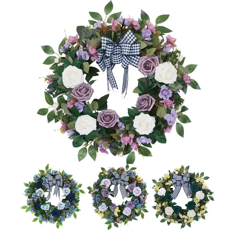 

Искусственная Роза, цветочный венок, весенний венок для входной двери, стены окна, свадьбы, вечеринки, фермерского дома, украшение