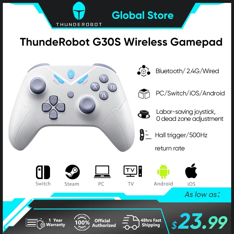 Thunderobot G30S Wireless Gaming Gamepad 500Hz Hall Trigger Vibrate Video Game Controller for Nintendo Switch PC Android IOS