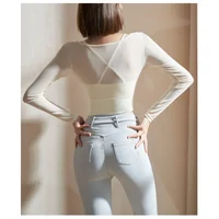 Sexy Long Sve Yoga Top with Chest Pad Me Fitn Sportswear for Women Polyester Fiber 00% Summer 2025 Ladies T-irt