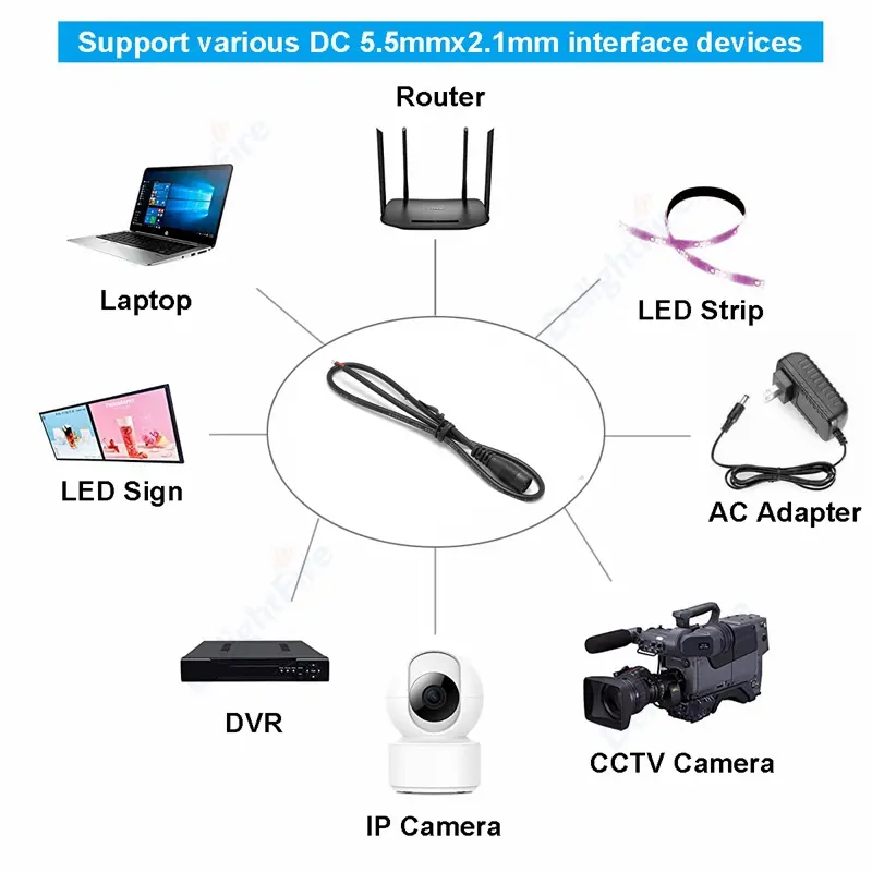 12V DC Power Cable Pigtail Cable 5.5 2.1mm 5.5 2.5mm Jack Barrel Connector For Camera CCTV Repair Auto LED Strip Lighting DIY image 4