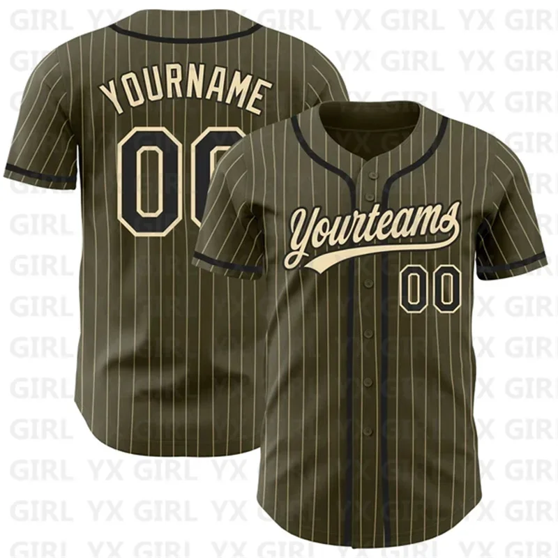 

Custom Olive City Pinstripe Black Authentic Salute To Service Baseball Jersey 3D Print Men Women Casual Shirts Sport Unisex Tops