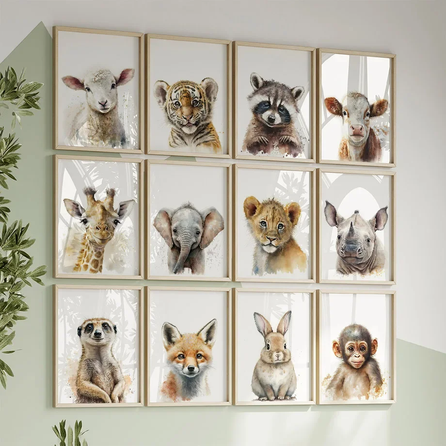 

Жираф, Лев, обезьяна, лиса, искусство стен, животное, Картина на холсте, скандинавские постеры и принты, картины, декор детской комнаты