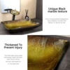 KEMAIDI Bathroom Vessel Sink Oval Glass Big Square Vessel Sink with Waterfall Faucet Mixer Bathroom Sink Above Counter Basin 5