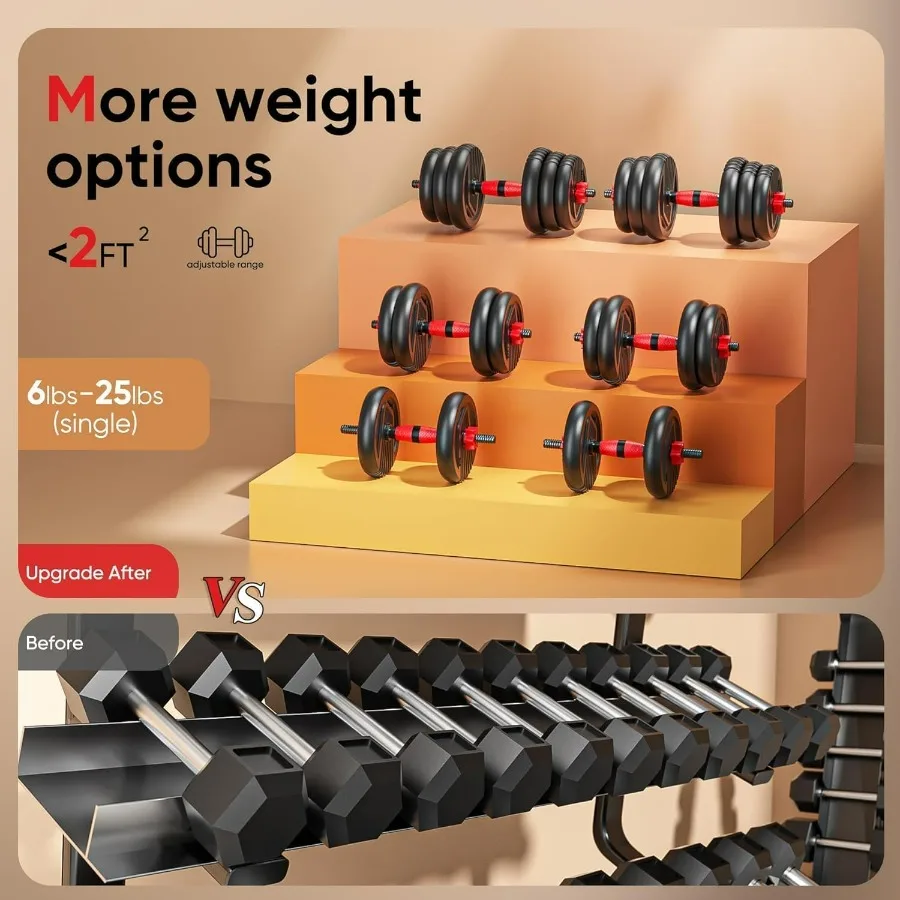 Adjustable Dumbbells,45LB(22.5LB Pair) Free Weight Set with Connector, 4 in1 Dumbbells Set Used as Barbell, Kettlebells, Push up