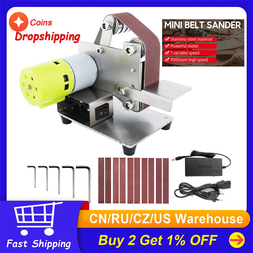 Mini Belt Sander Electric Sanding Polishing Grinding Machine 7 Variable
