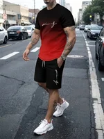 New Men's Outfit Summer Short Sleeve T Shirt Set Fashion 2 Piece Sportwear 3D Printed Casual shorts Sweatshirt Men's Tracksuit 2