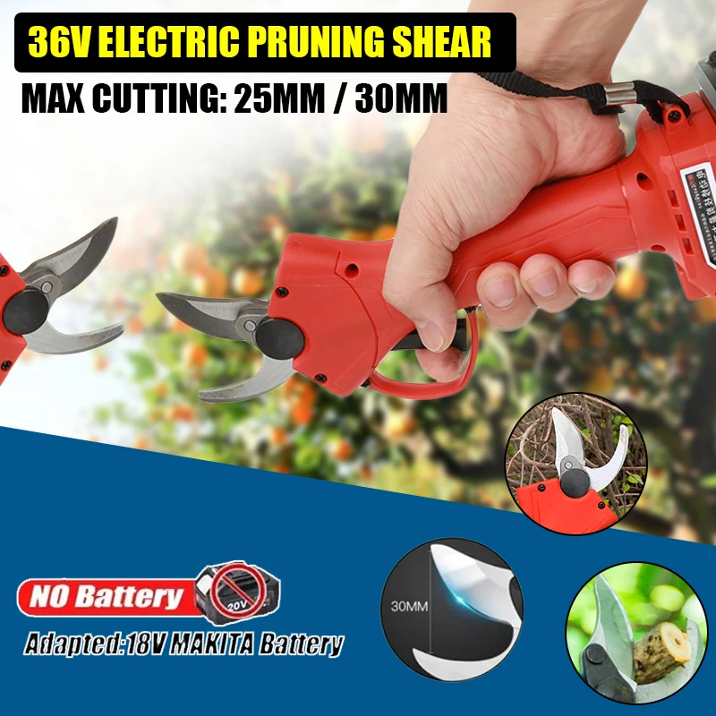 

36V Adjustable Electric Pruning Shear Blade Garden Pruner Tool Cordless Electric Rechargeable Lithium Pruning Shears