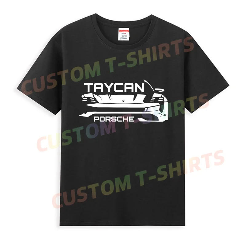 

2024 Hot Sale Summer 100% Cotton Black Taycan Classic T Shirt Men Short Sleeves Cool Tee Hip Hop Streetwear Supercar T-shirt