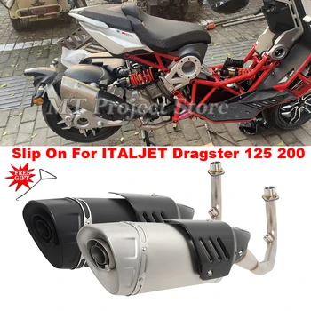 Slip On For ITALJET Dragster 125 200 Motorycle Exhaust Escape System Link Pipe Carbon Fiber Heat Shield Moto Muffle DB Killer