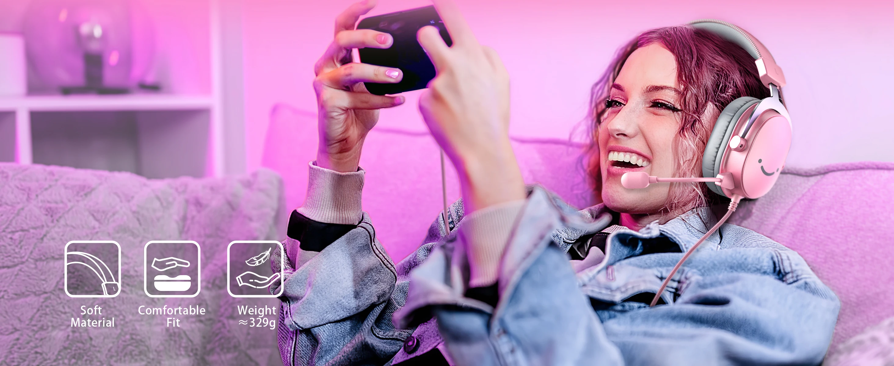 FIFINE USB/3.5mm Gaming Headset with 7.1 Surround Sound/MIC/Line-control,Over-ear Headphone for PC PS4/5 Moblie-Ampligame H9P