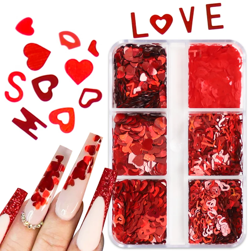 Glamorous Valentine's Red Nail Art