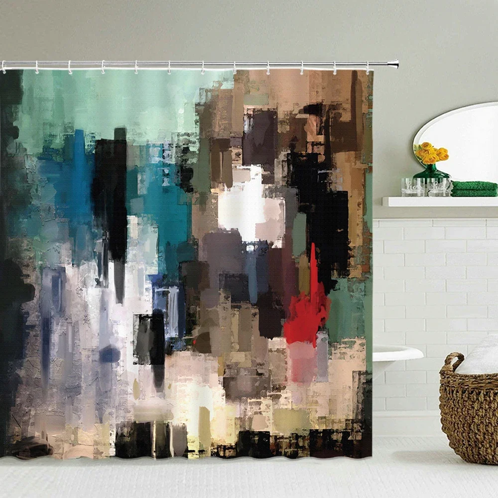 

Geometry Pattern Shower Curtains Waterproof Polyester Personality Bathroom Curtain with Hooks Curtains for Bathroom Shower