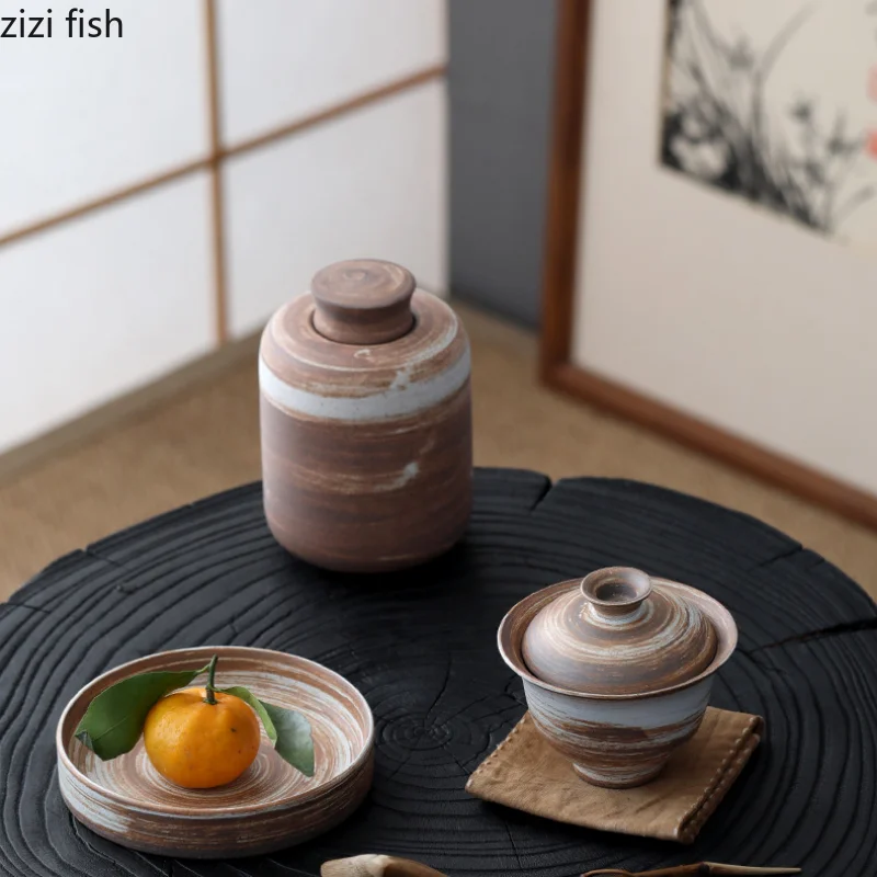 Handmade Ceramic Tea Cans Storage Jar Moisture-proof Sealing Tank Tea Box Storage Tanks Container Box Organizer tea tin box tea canister
