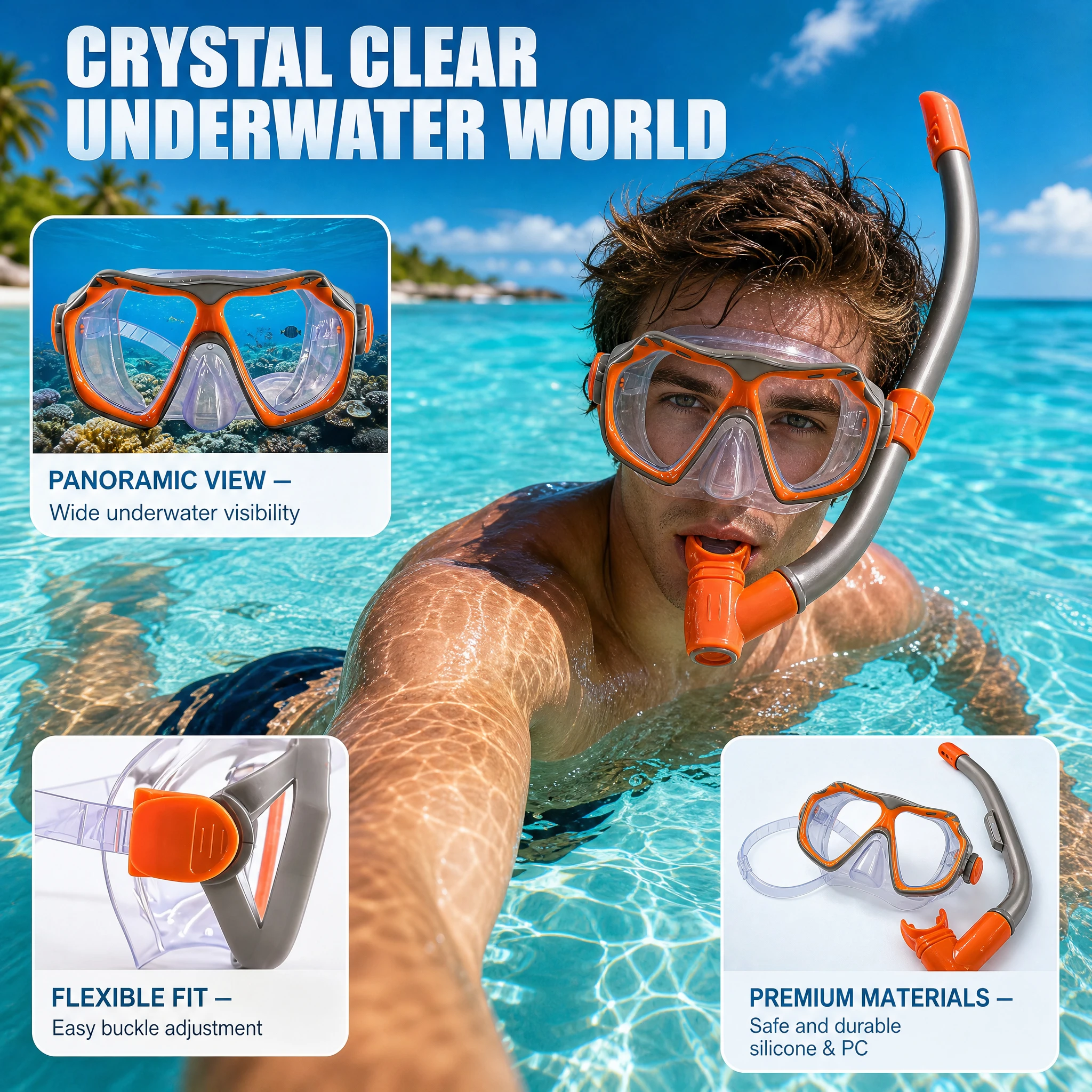 Set Snorkel a Secco con Maschera Subacquea per Adulti - immagine 6