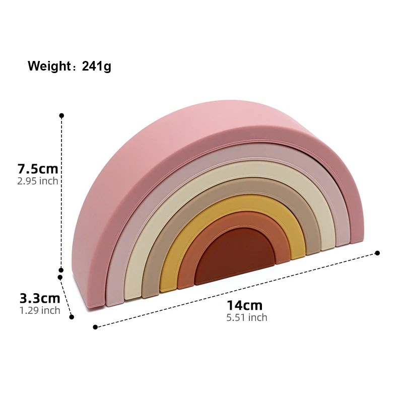 Educational Toys Puzzle Toys Stacking Puzzle Toys Stacking Toys Baby Silicone Rainbow Stacker Nesting Puzzle Building Blocks Stacking Toys Learning Montessori Toys Toddlers Gifts BPA-Free