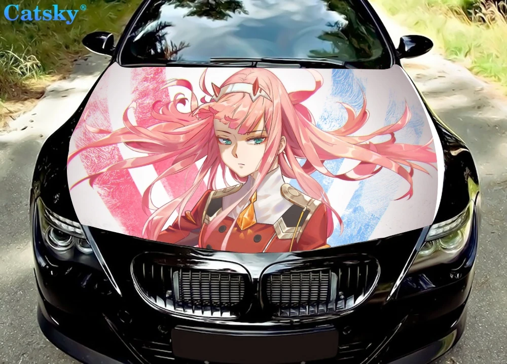 

FRANXX Zero Two Car Hood Sticker,Custom Car Hood Decoration,Hood Protection Cover,Vinyl Car Sticker,Car Body Side Color Decal