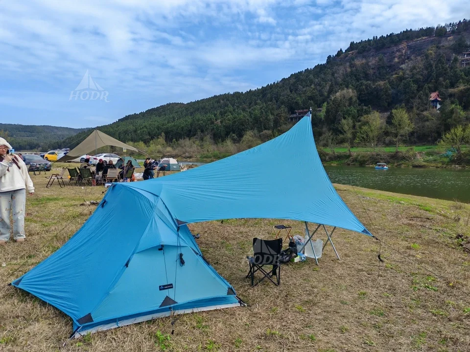 [HODR] SHANYUE Tent 2P Ultralight Seasons Tents Blue Gray 15D Nylon 2156g PU10000mm+ Windproof Outdoor Backpack Camping Trekking