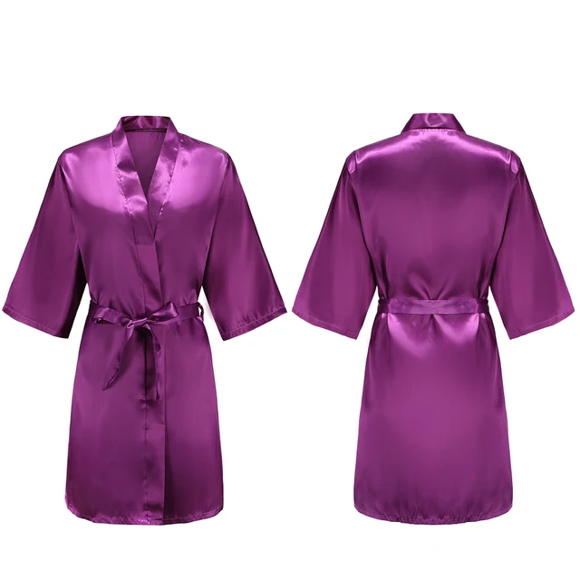 Robes courtes et soyeuses pour femmes, en Satin, pour demoiselle d'honneur, fête de mariée, vêtements de nuit