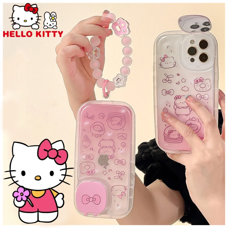 Hello Kitty Phone Case for IPhone 11 12pro 13Promax X Xs Max Xr Kawaii Cartoon with Make Mirror