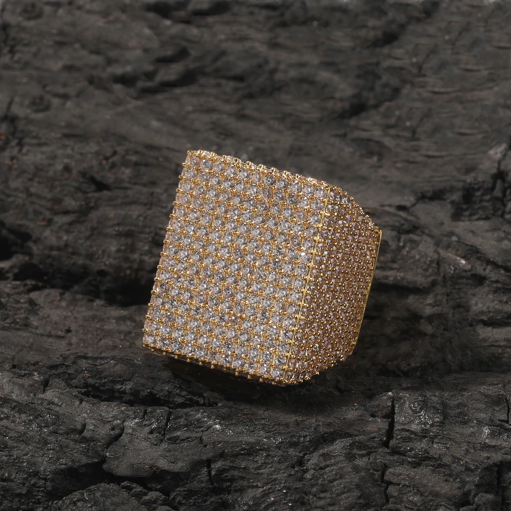 Uwin Big Square Rings Full Iced Out New Luxury In Rings Free Shipping Personalized Rapper Style Jewelry